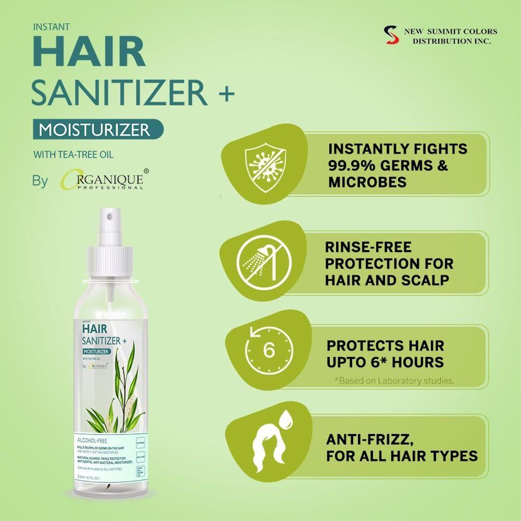 Organique Professional Instant Hair Sanitizer + Moisturizer with Tea Tree Oil 200ml