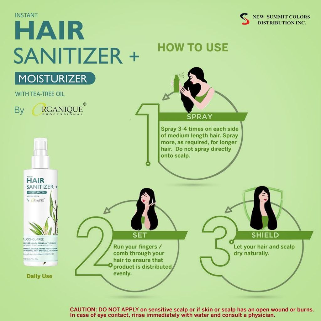 Organique Professional Instant Hair Sanitizer + Moisturizer with Tea Tree Oil 200ml