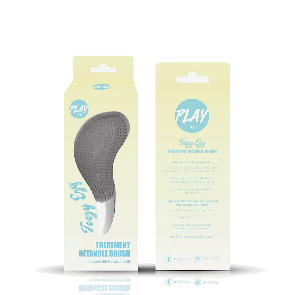 PLAY by TUFT Teezy Ezy Treatment Detangle Brush Foamy Yellow Box