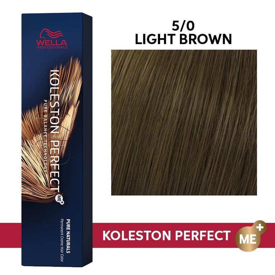 Wella Professionals Koleston Perfect PPD-Free Permanent Hair Color Set (20-Vol Developer 1L) - 5/0 Light Brown - HairMNL