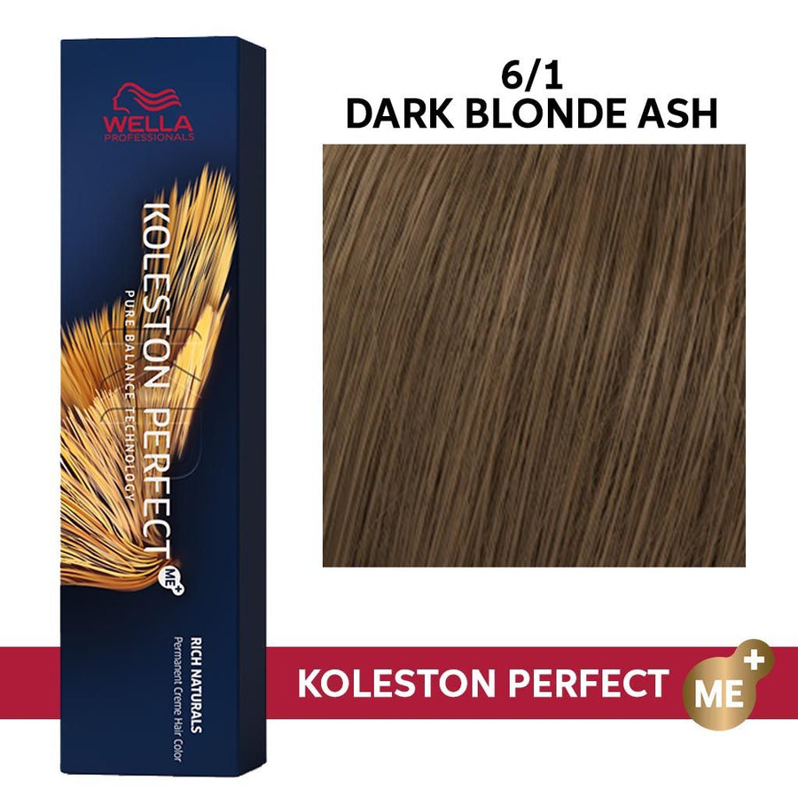 Wella Professionals Koleston Perfect PPD-Free Permanent Hair Color Set (20-Vol Developer 1L) - 6/1 Dark Blonde Ash - HairMNL