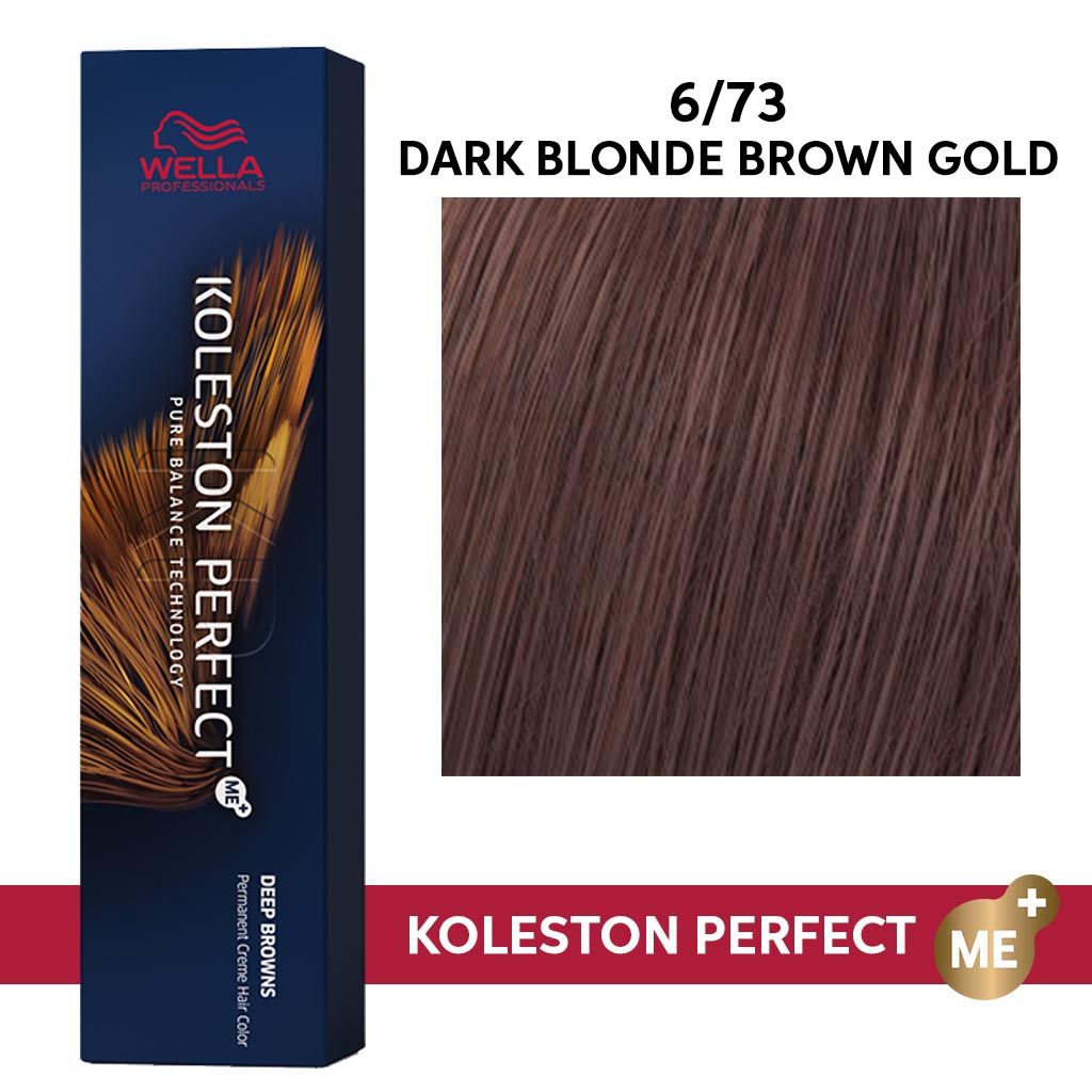 Wella Professionals Koleston Perfect PPD-Free Permanent Hair Color Set (20-Vol Developer 1L) - 6/73 - Dark Blonde Brown Gold - HairMNL