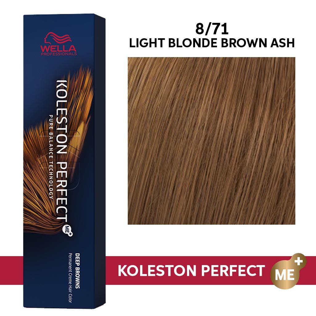 Wella Professionals Koleston Perfect PPD-Free Permanent Hair Color Set (20-Vol Developer 1L) - 8/71 Light Blonde Brown Ash - HairMNL